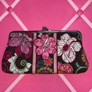 Vera Bradley Pink And Brown Floral Clutch